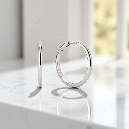 Classic Gold Hoop Earrings • 14K Gold Tube Hoops