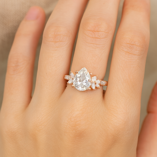 1.25 ct Pear Lab Diamond Engagement Ring | Vintage Floral