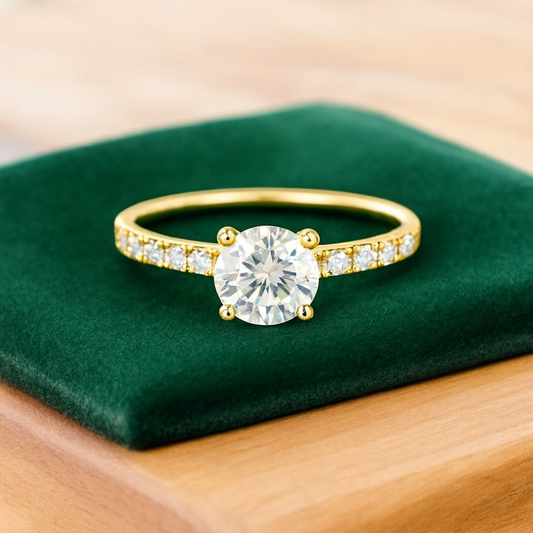 1.00 ct Vintage Round Cut Lab Grown Diamond Engagement Ring • Half Eternity Wedding Band