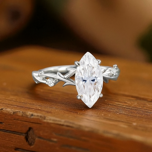 1.5CT Twig Marquise Cut Lab Grown Diamond Engagement Ring • 14K Rose Gold