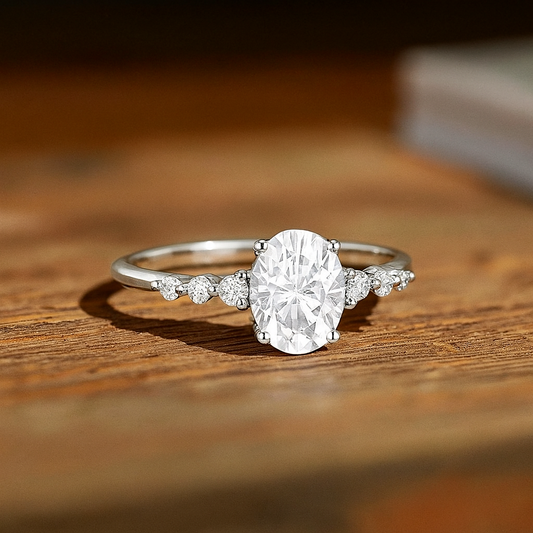 1.5CT Oval Cut Lab Grown Diamond Engagement Ring, Bridal Promise