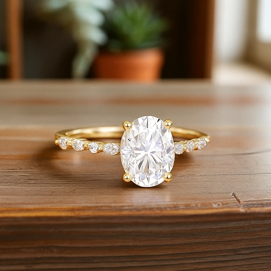 1.5CT Oval Lab Grown Diamond Engagement Ring • Vintage-Inspired White Gold Ring