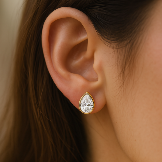 2.0 Ct Pear Shaped Lab Grown Diamond Stud Earrings