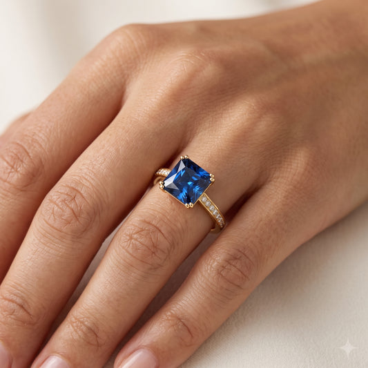 4.00ct Princess cut sapphire engagement ring
