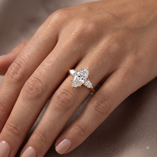 1.300 ct Vintage Marquise Lab Grown Diamond Engagement Ring