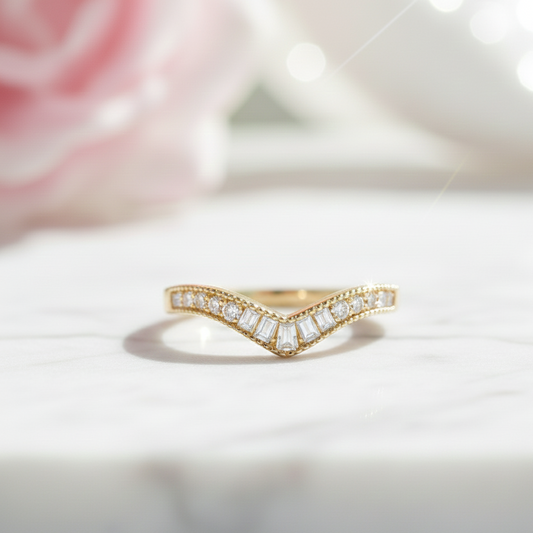 0.400Ct Curved Moissanite Wedding Band