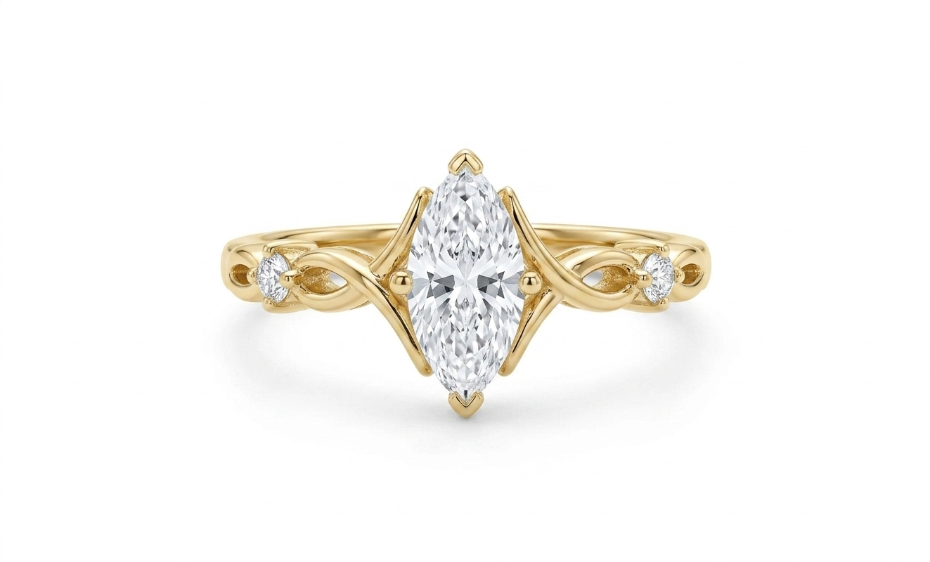 0.536 Ct Marquise Cut Lab Diamond Ring – Engagement Jewelry