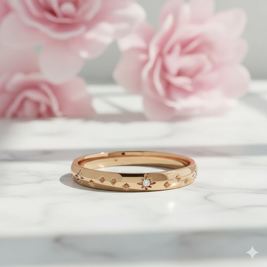 14K Solid Gold Starburst Lab Grown Diamond Ring