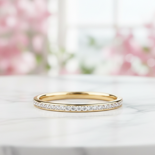 0.180Ct Moissanite Wedding Band Channel Set Diamond Ring