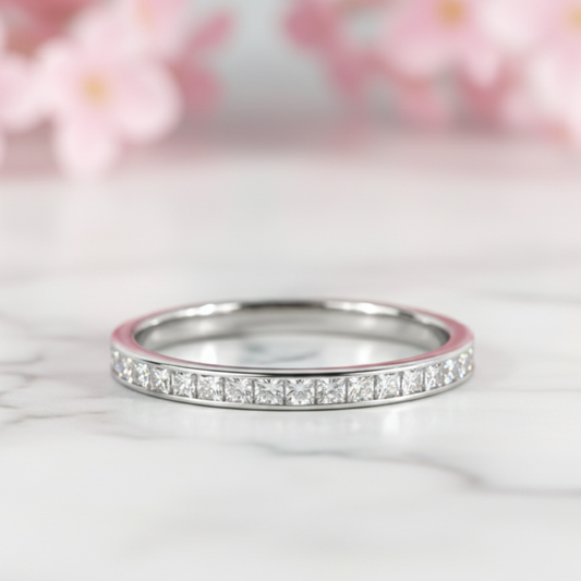 0.250Ct 1.20mm Princess Cut Moissanite Ring