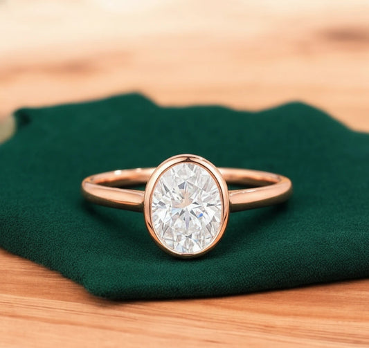 1.25 Ct Oval-Cut Lab Diamond Ring – Rose Gold Solitaire Elegance