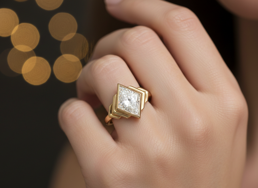 3 Ct Kite Lab Diamond Bezel Ring – Geometric & Unique