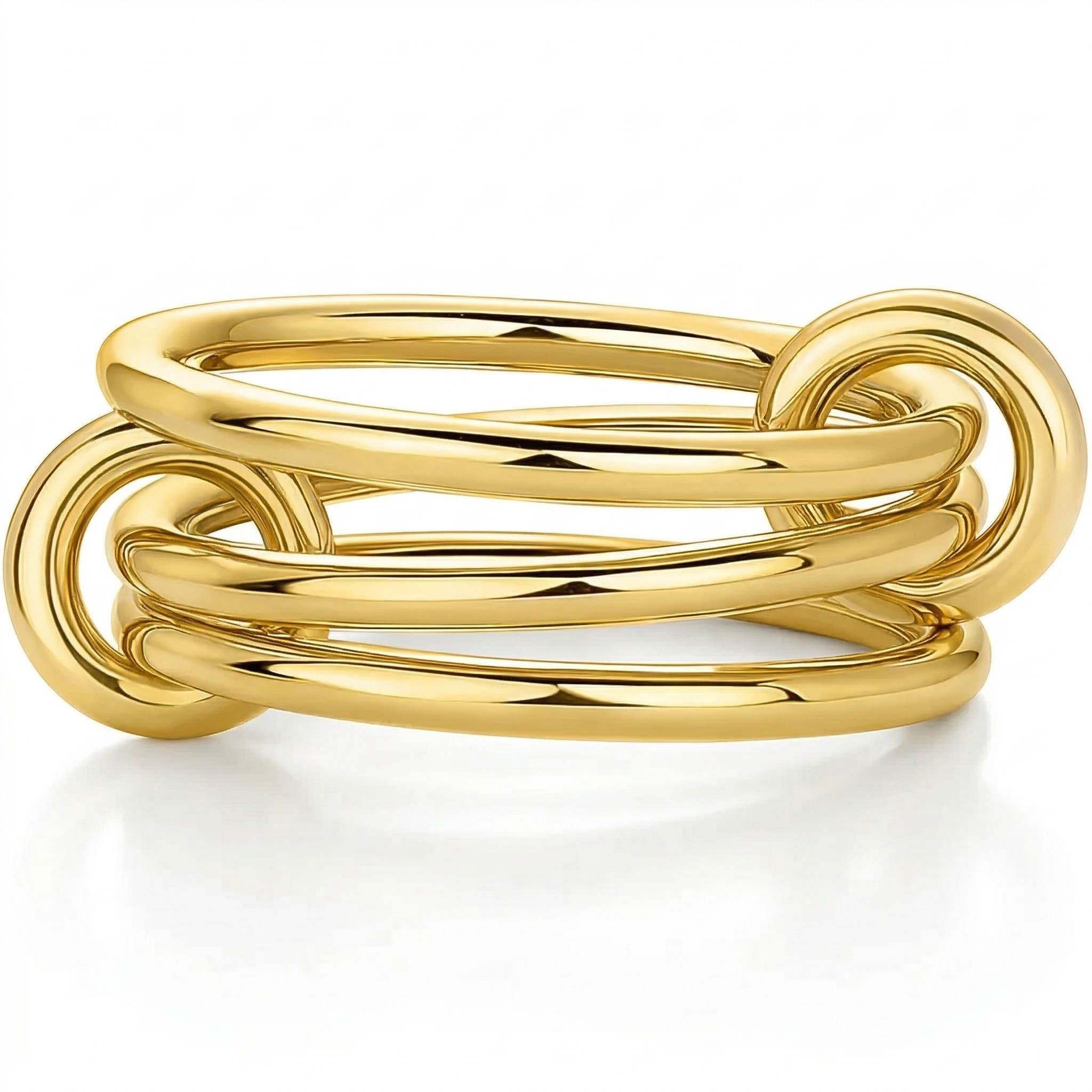 14K Two‑Tone Gold Interlocking Multi‑Link Ring – Amavida Jewelry