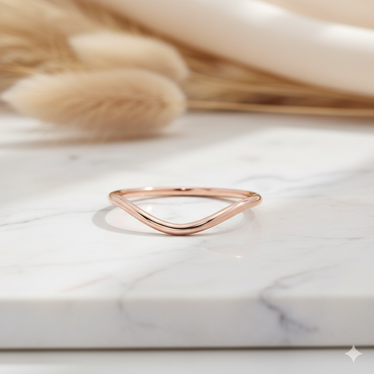 14K Yellow Gold V-Shaped Ring Minimalist Chevron Band