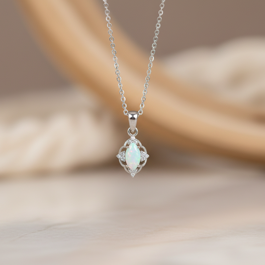 14K Gold Oval Opal Pendant Necklace – Dainty Jewelry