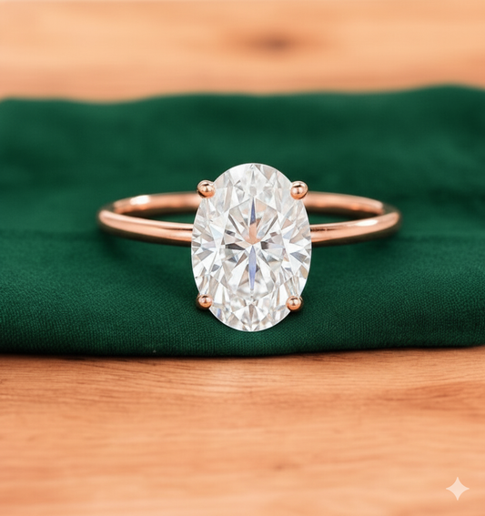 2.640 ct Vintage Oval Cut Moissanite Engagement Ring