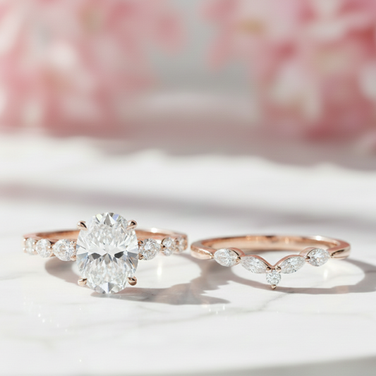 1.80 Ct Oval Lab-Grown Diamond Engagement Ring Set