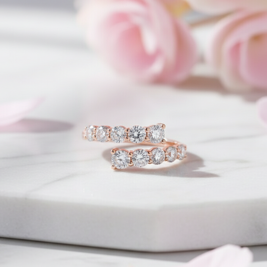 1.260 Ct Round Lab-Grown Diamond Bypass Ring – 14K Gold
