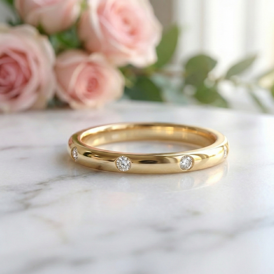 flush set diamond wedding band