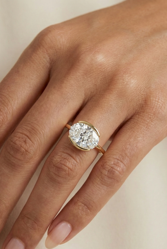 1.25 ct Oval Lab-Grown Ring - Bezel Set Solitaire Engagement