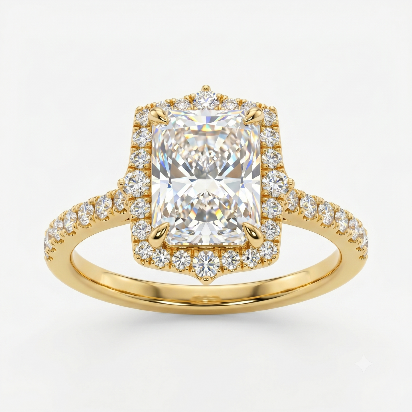 1.600 CT Radiant Cut Lab Grown Diamond Halo Engagement Ring