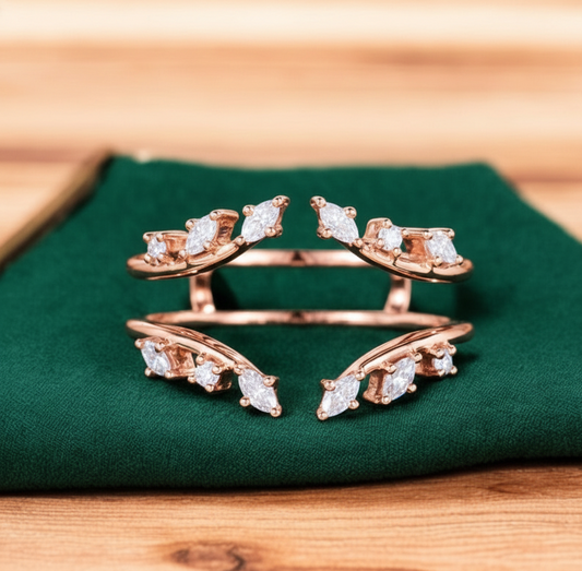 0.30 Ct Marquise Moissanite Gold Band – Unique Stacking Ring