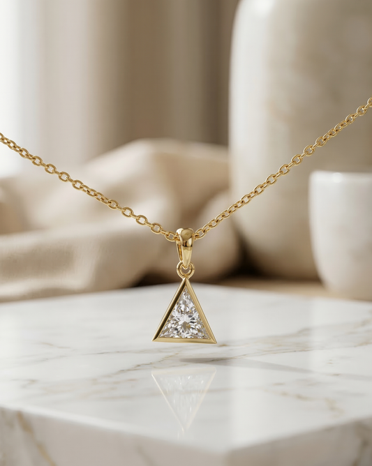 1 Carat Trilliant Cut Lab Grown Diamond Pendant Necklace