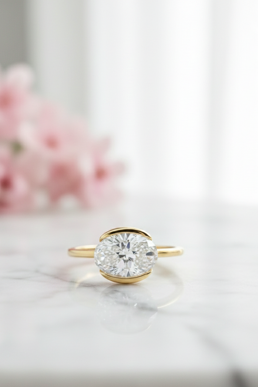 oval cut moissanite engagement ring