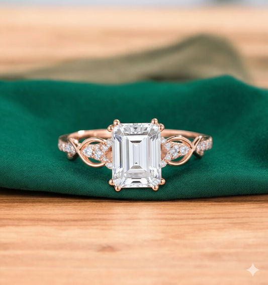 1.80ct Emerald Cut Lab Grown Diamond Engagement Ring