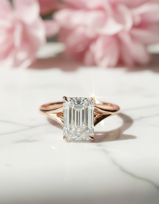 moissanite emerald cut engagement rings