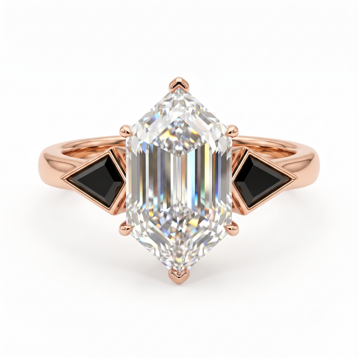 3.0 CT Hexagon Cut Gray Lab-Grown Engagement Ring