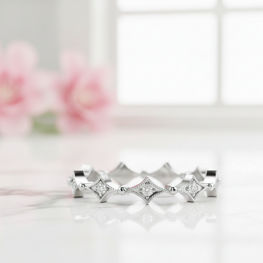 moissanite white gold wedding band