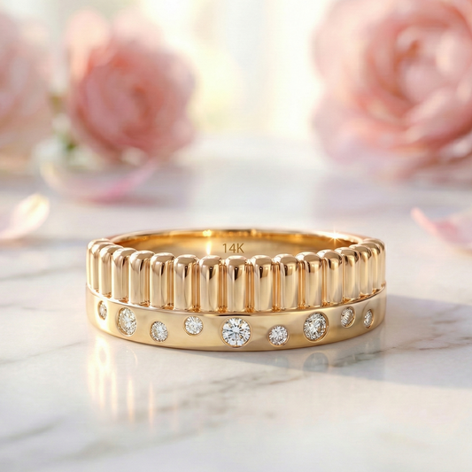 0.13 Ct Lab-Grown Diamond Line Wedding Band – 14K Gold