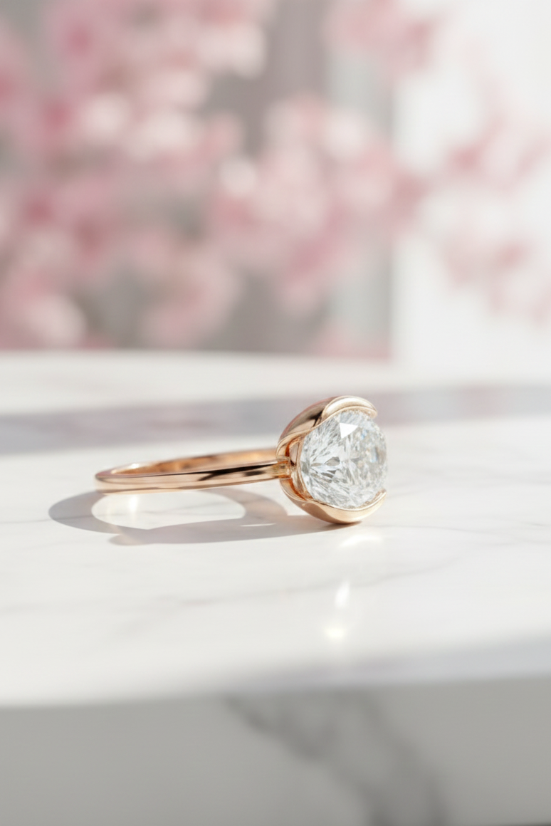 1.25 ct Oval Lab-Grown Ring - Bezel Set Solitaire Engagement