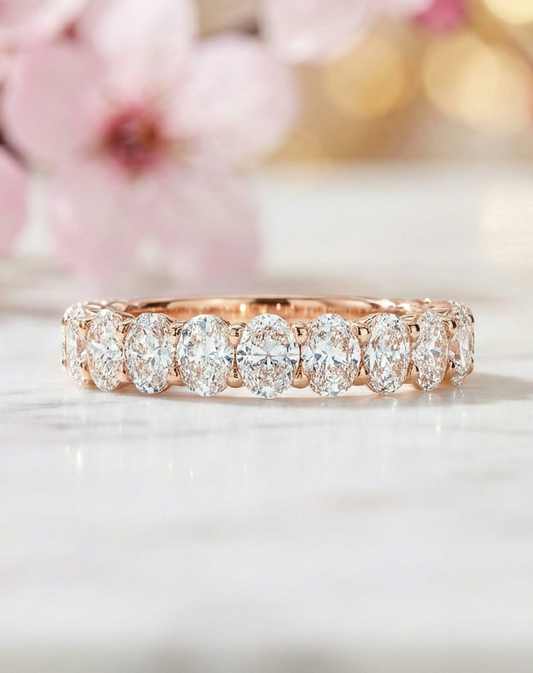 1.36 Ct Oval Moissanite Wedding Band – Half Eternity Ring