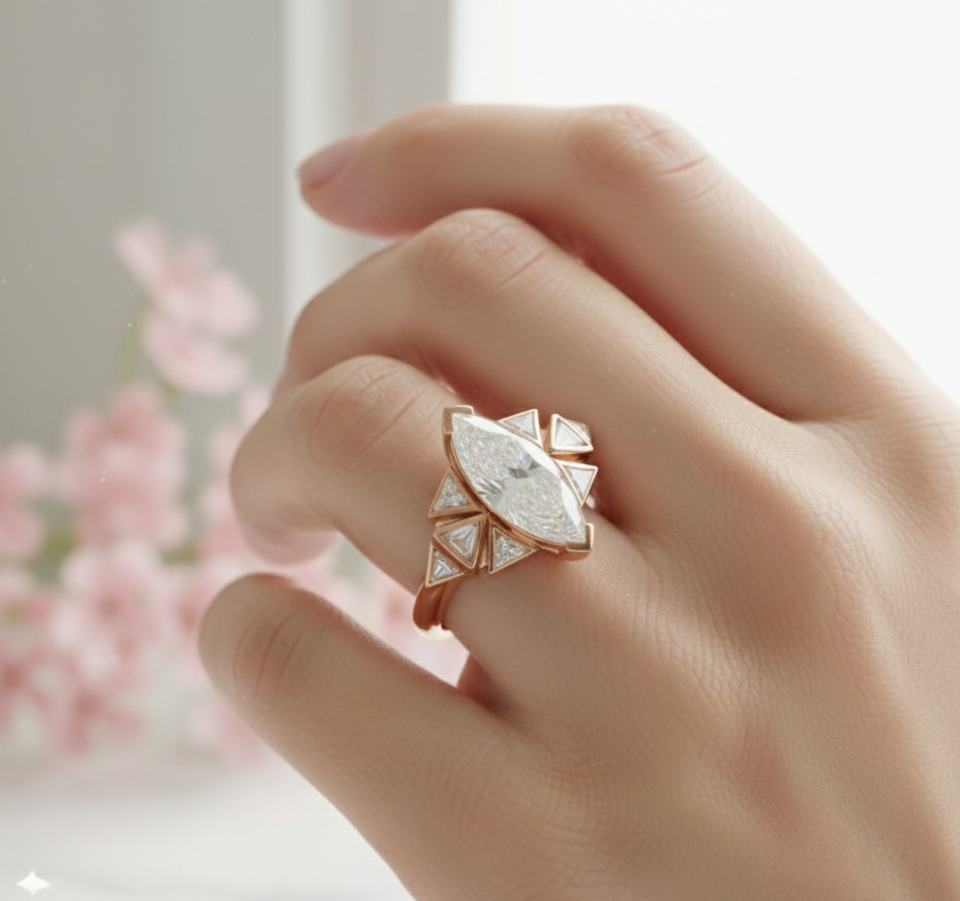 4.180ct Marquise Cut Lab-Grown Diamond Engagement Ring