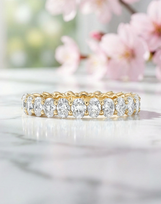 1.36 Ct Oval Moissanite Eternity Wedding Band