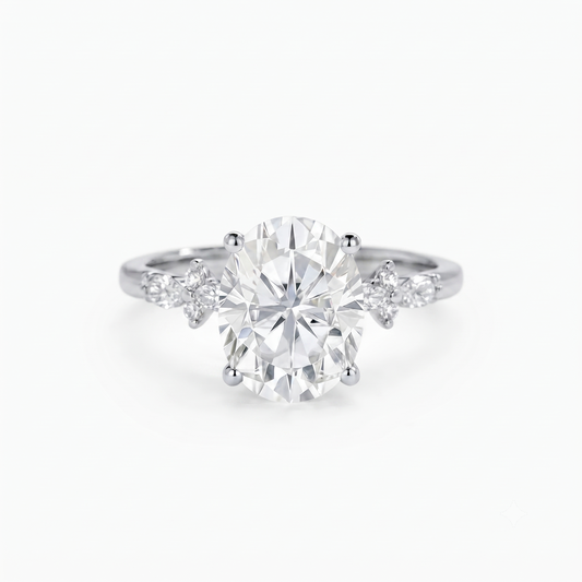 2.800 ct Vintage Oval Engagement Ring, 14K Solid Yellow Gold