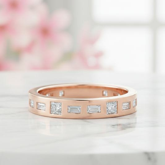 1.02Ct Baguette Princess Cut Wedding Ring