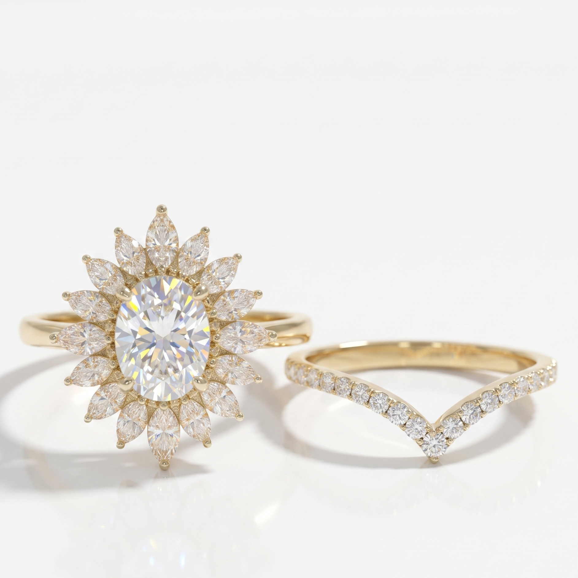 1.60 Ct Oval Lab-Grown Bridal Set – Vintage Oval Ring Set