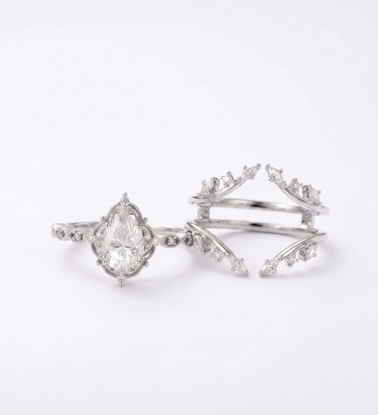 1.810Ct Pear Shape Lab-Grown Engagement Wedding Ring Set