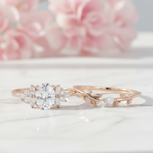 1.40 Ct Oval Lab-Grown Diamond Engagement Ring Set in Gold