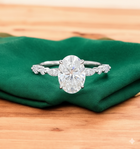 2.900 ct Oval Cut Lab Grown Diamond Engagement Ring