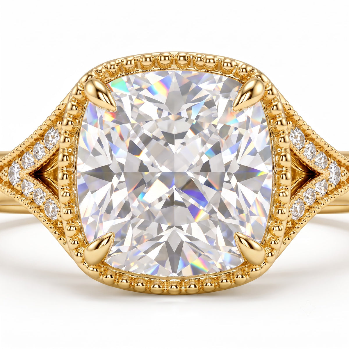 Old Mine Cut Antique Cushion Cut Lab-Grown Engagement Ring