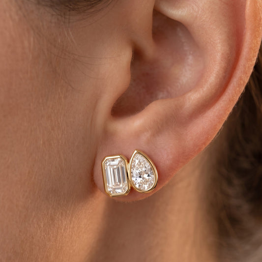 bezel stud earrings