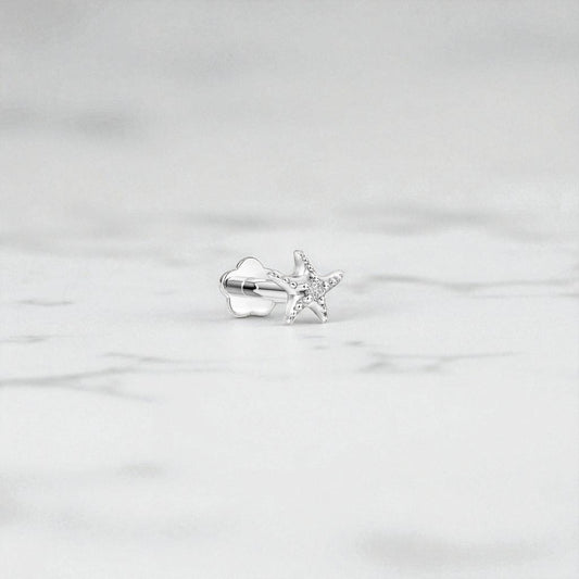 Starfish Stud Earring • Diamond Starfish Labret, Cartilage Helix Earring