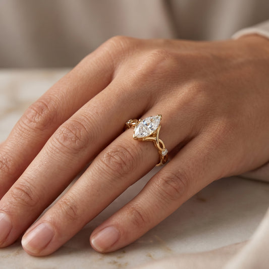 0.536 Ct Marquise Cut Lab Diamond Ring – Engagement Jewelry