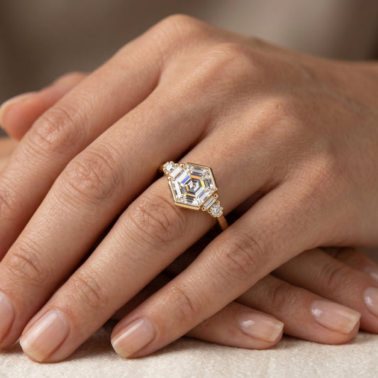 1.400CT Hexagon Lab Grown Diamond Engagement Ring