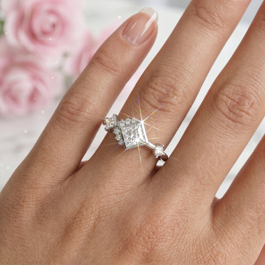 1.05 Ct Princess Cut Lab Grown Diamond Engagement Ring