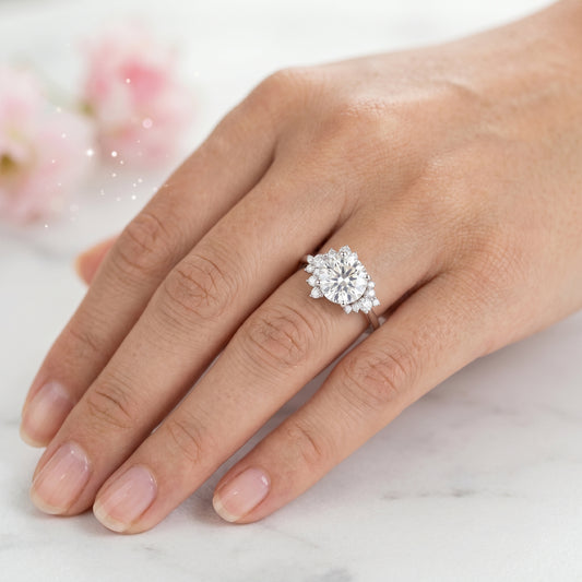 2.40 ct Round Cut Lab-Grown Diamond Halo Engagement Ring